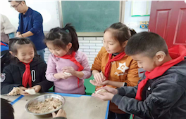 Chinese children making food